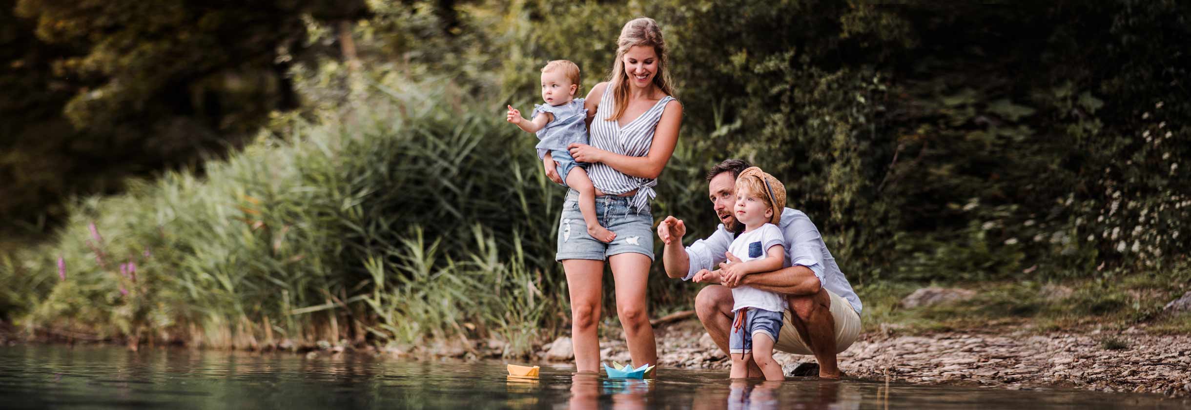 Family enjoying time at the lake